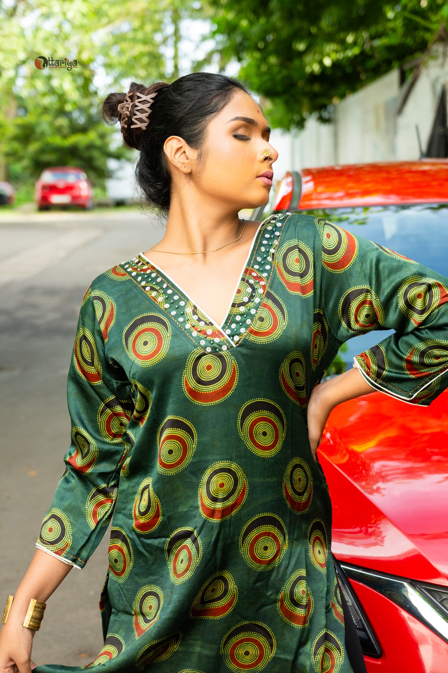 Green Modal Silk Kurta