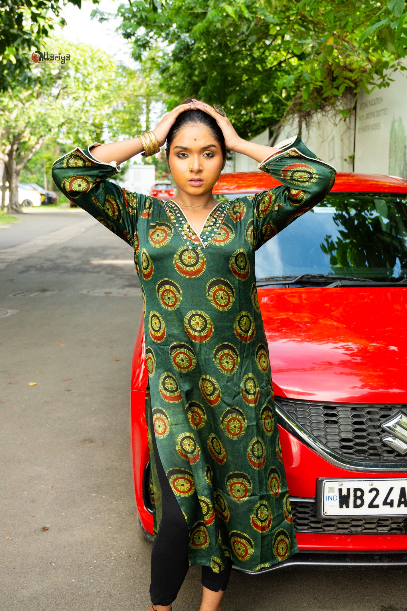 Green Modal Silk Kurta