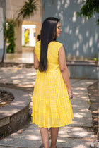 Yellow Check Dress - Uttariya