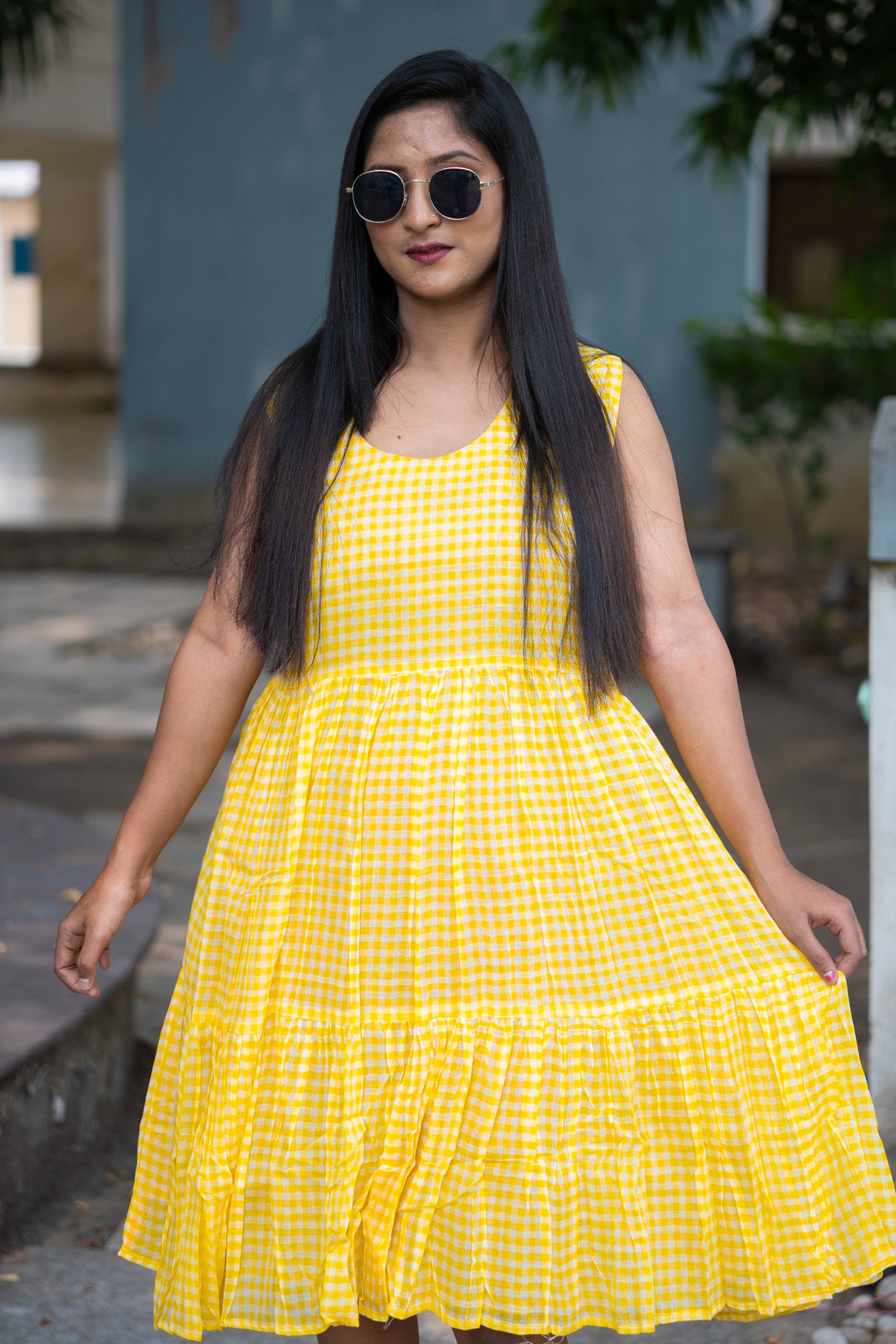 Yellow Check Dress