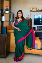 Green Forest lilac Saree - Uttariya