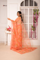 Peach organza silk saree - Uttariya