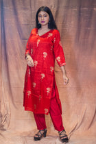 Rakto Golap Silk Linen Kurta Set