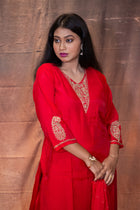 Sindoori Zardosi Chanderi Kurta Set