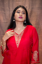 Sindoori Zardosi Chanderi Kurta Set