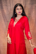 Sindoori Zardosi Chanderi Kurta Set