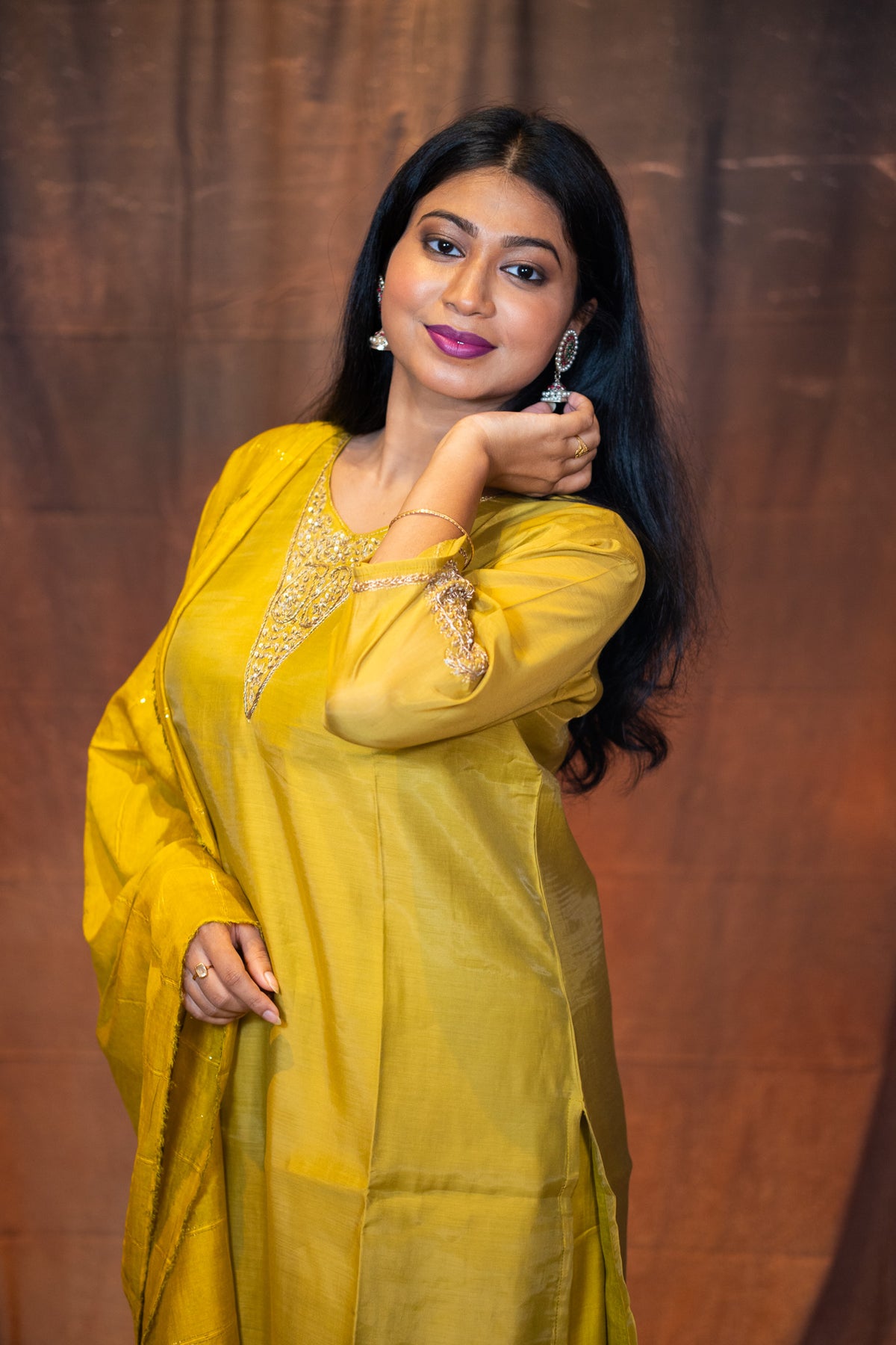 Holud Zardosi Chanderi Kurta Set