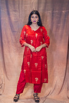 Rakto Golap Silk Linen Kurta Set