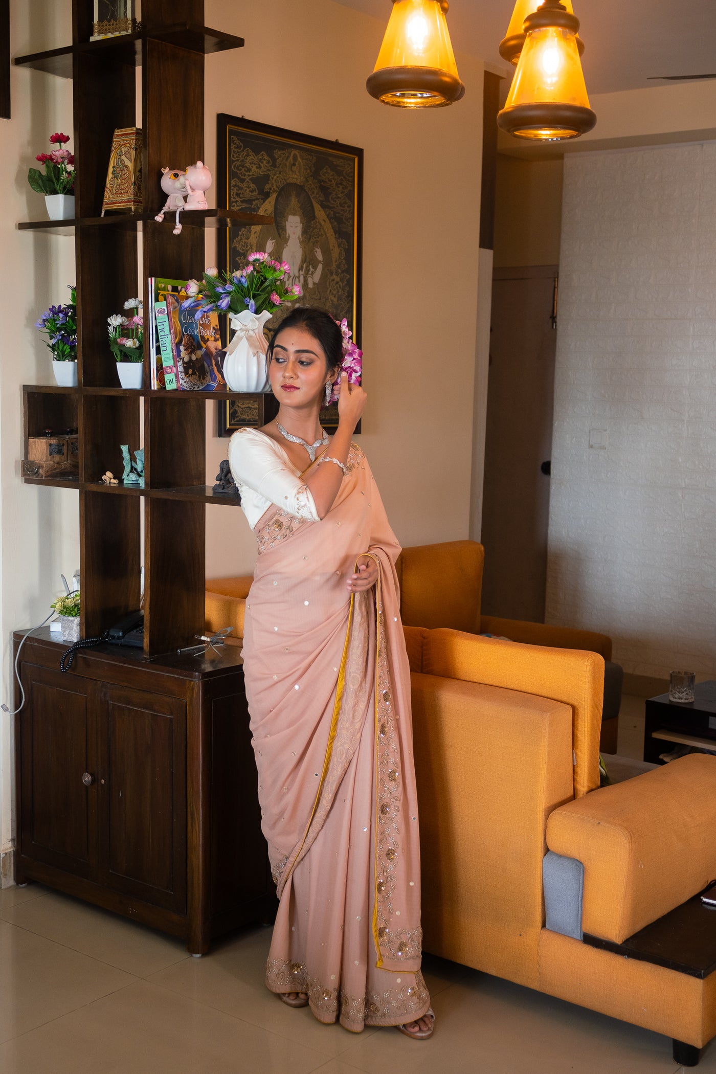 Beige beauty to cherish Saree - Uttariya