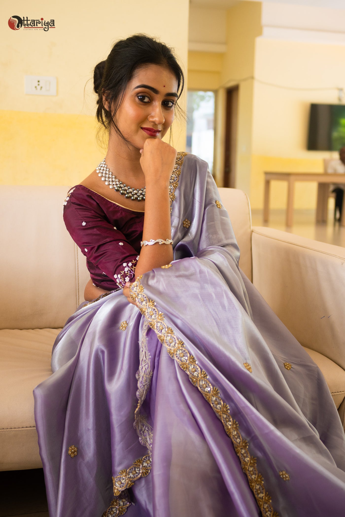 Celestial Charm Zardosi Silk Saree - Uttariya