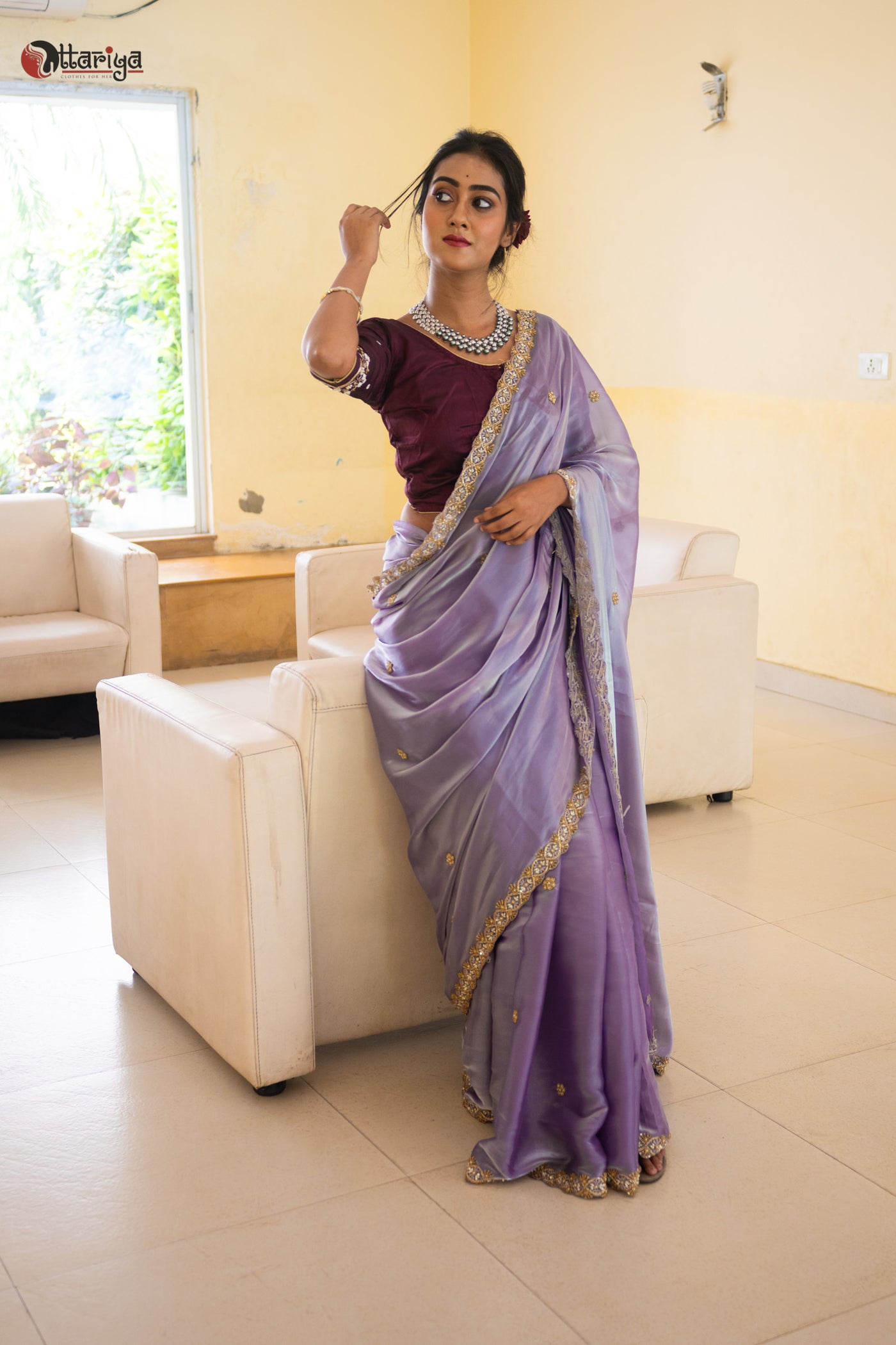 Celestial Charm Zardosi Silk Saree - Uttariya
