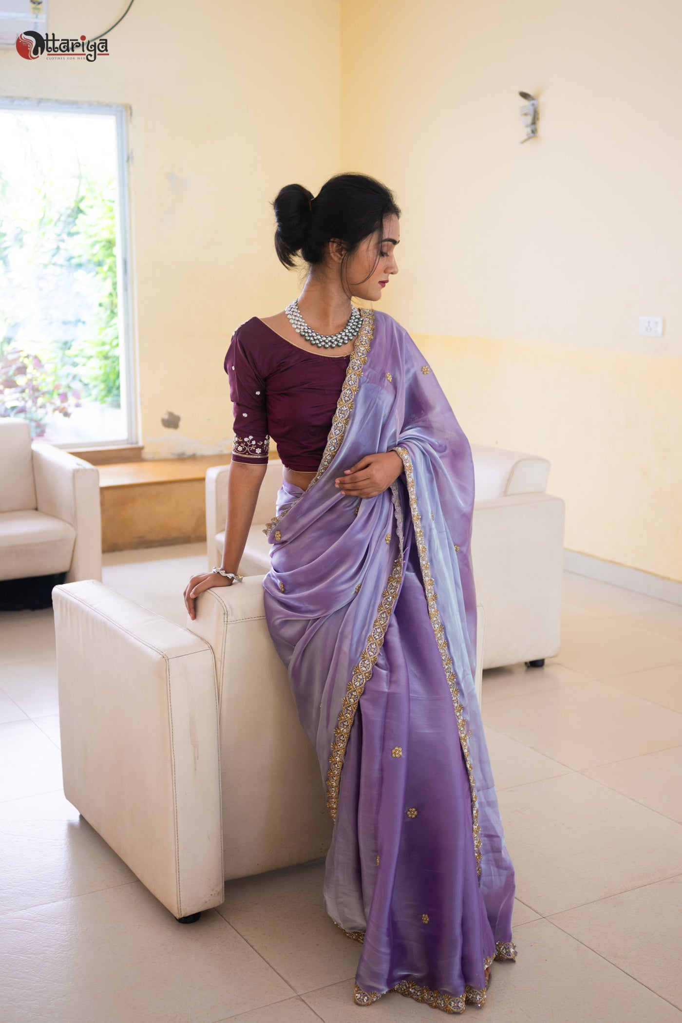 Celestial Charm Zardosi Silk Saree - Uttariya