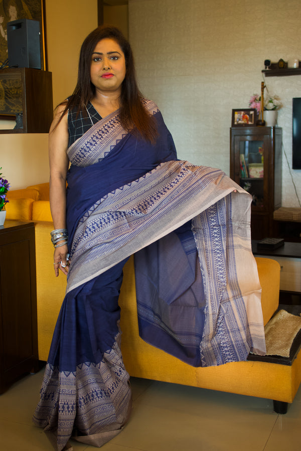 Sunset Serenity Cotton Saree - Uttariya