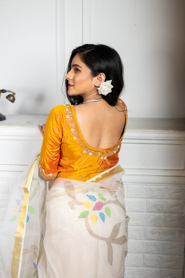Golden Elegance Regal Zardosi Blouse - Uttariya