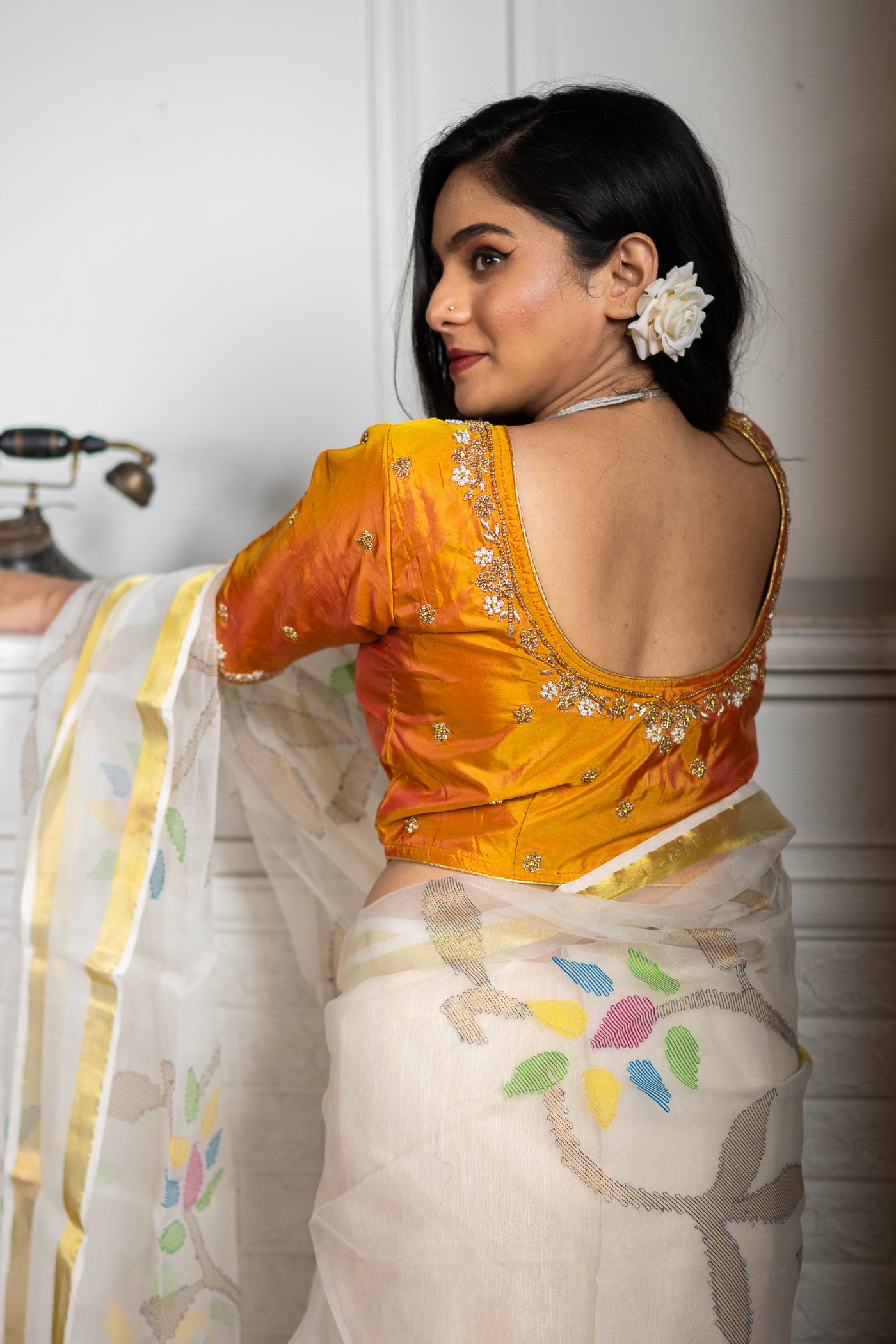 Golden Elegance Regal Zardosi Blouse - Uttariya