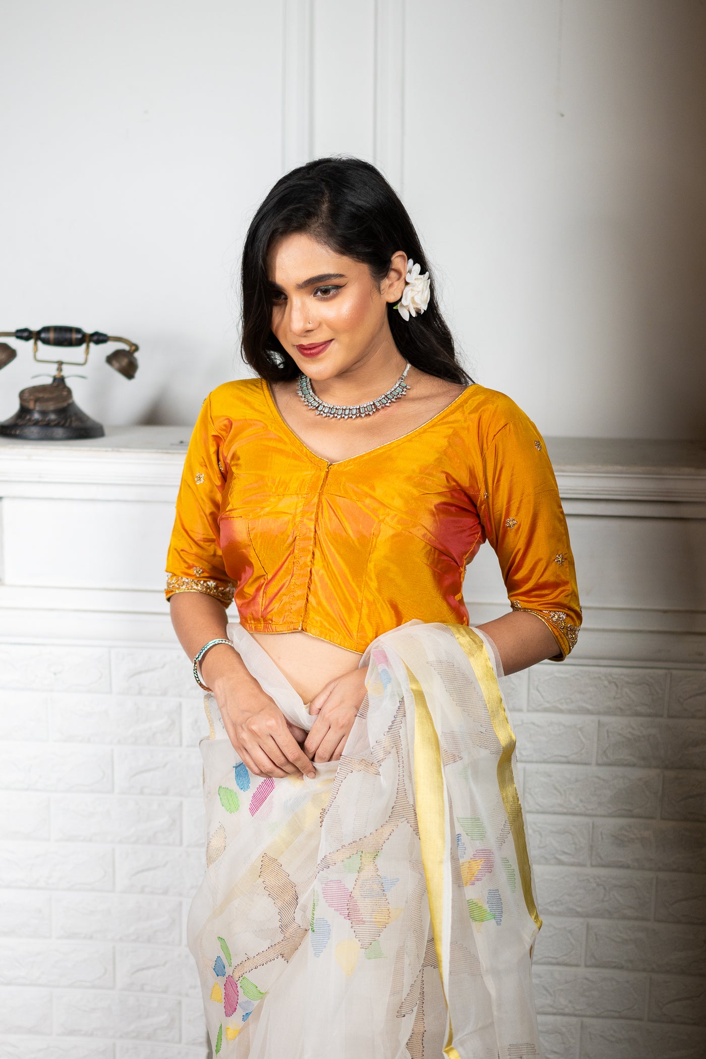 Golden Elegance Regal Zardosi Blouse - Uttariya