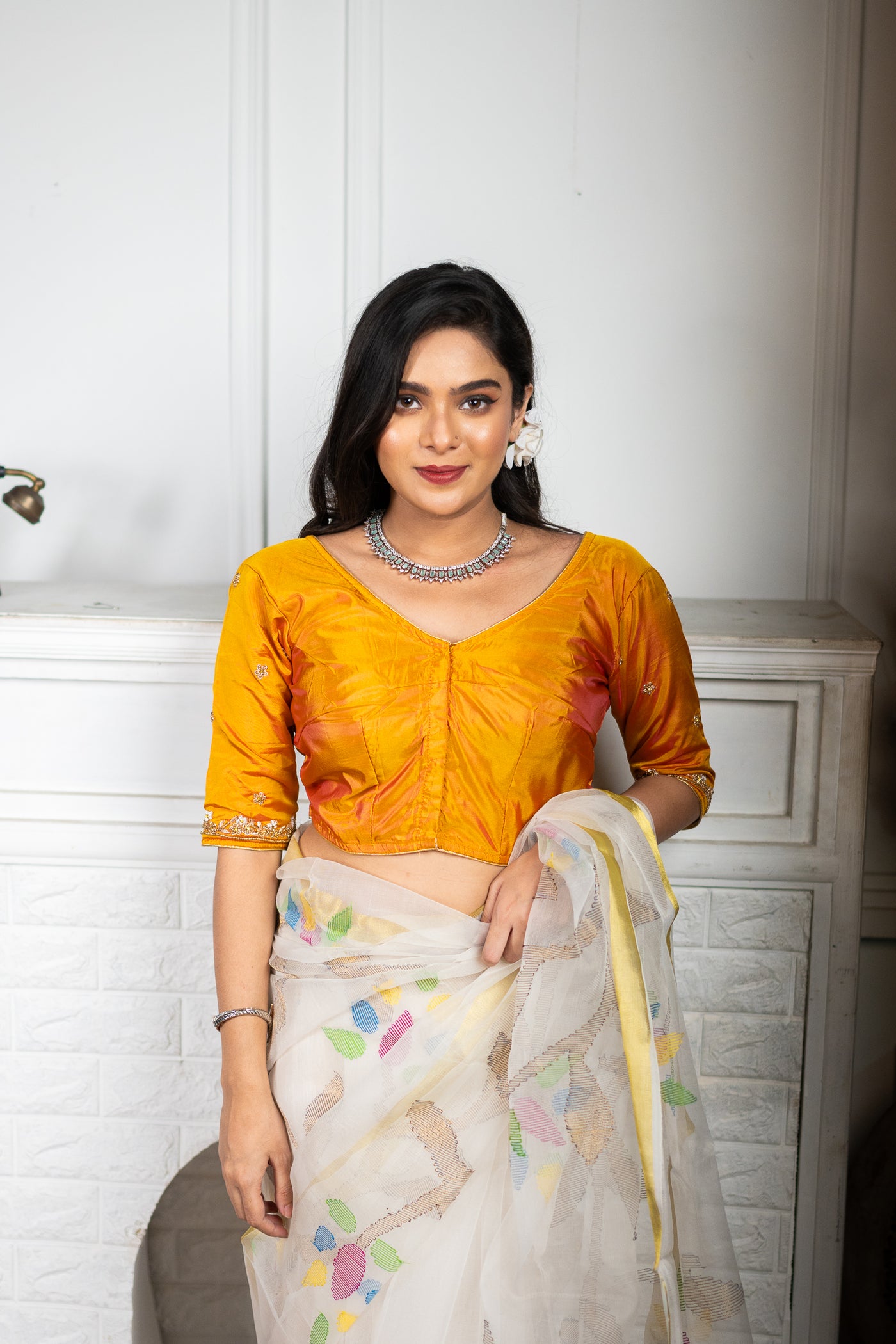 Golden Elegance Regal Zardosi Blouse - Uttariya