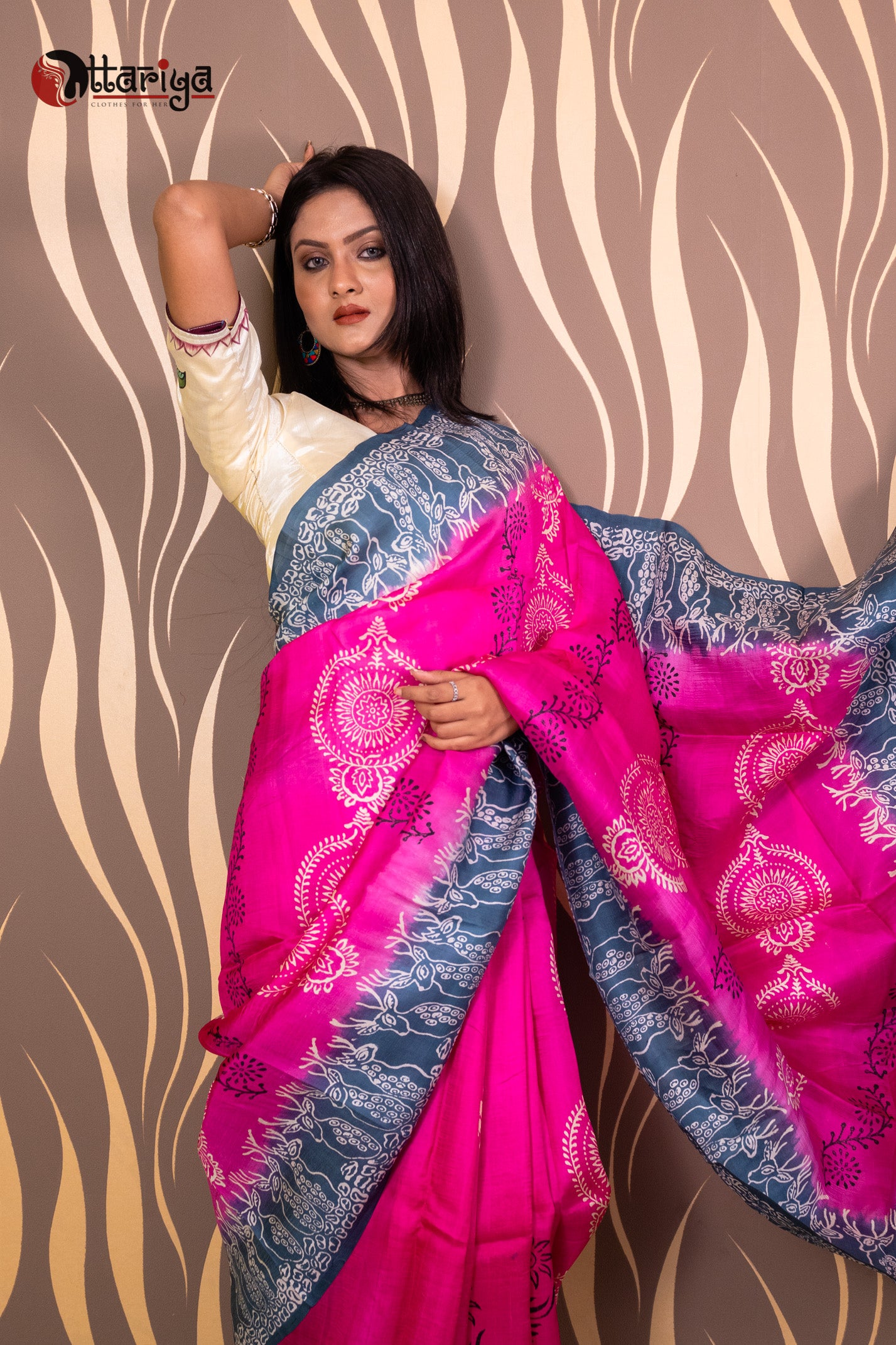 Buy AFORMI Woven, Printed Banarasi Pure Silk Saree Rama Colour Online at  Best Prices in India - JioMart.