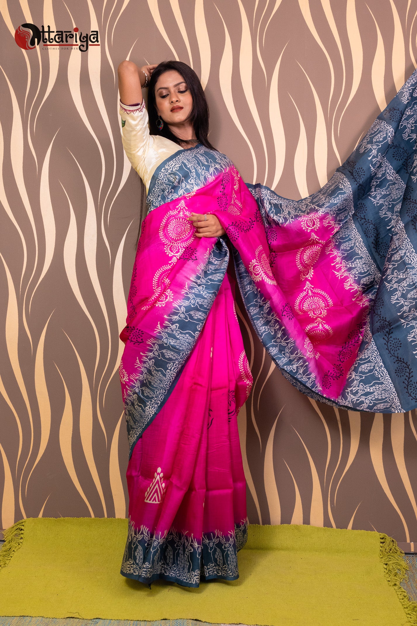 Reception, Traditional, Wedding Pink and Majenta color Silk fabric Saree :  1898355