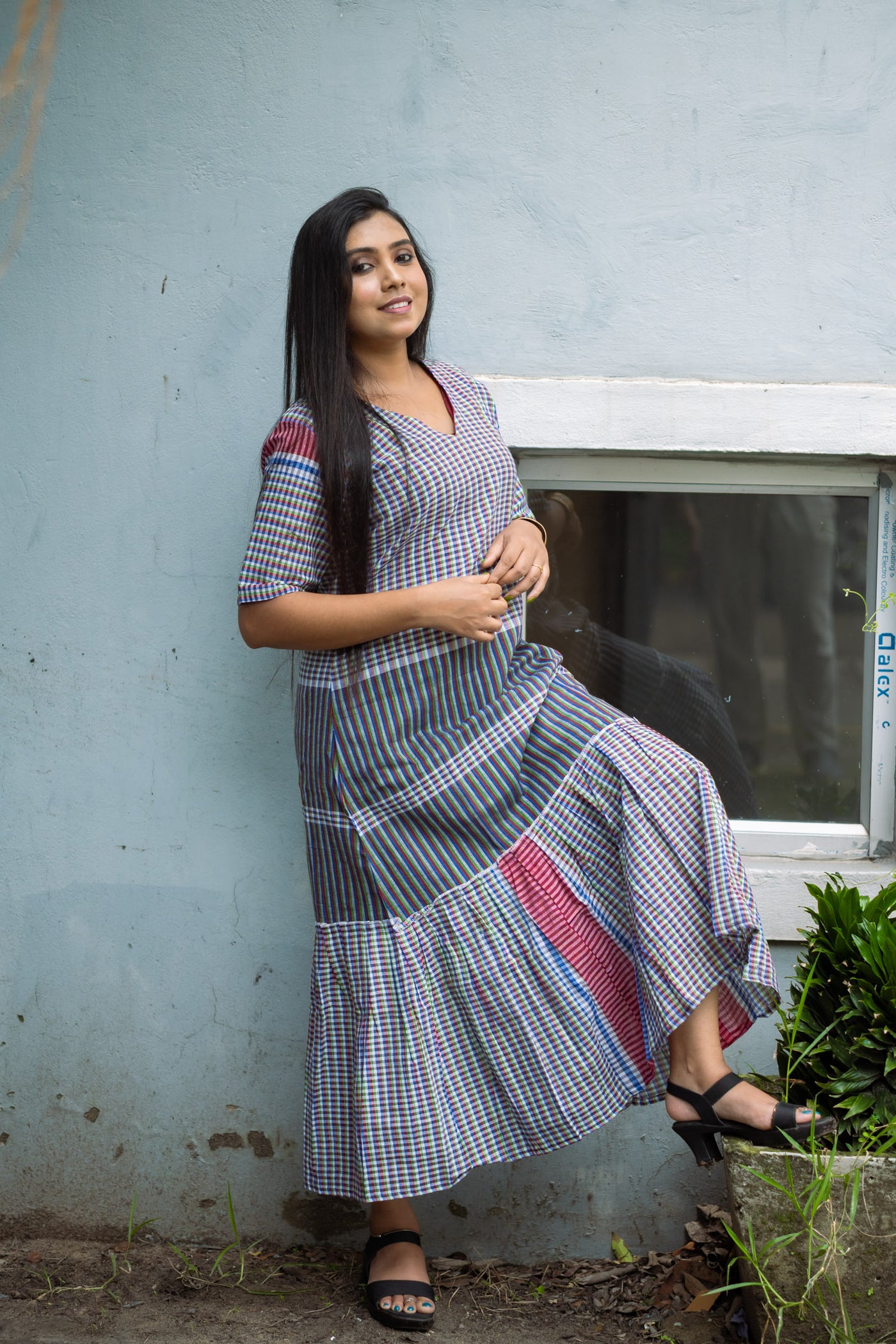 Palash Gamcha Tiered Maxi Dress
