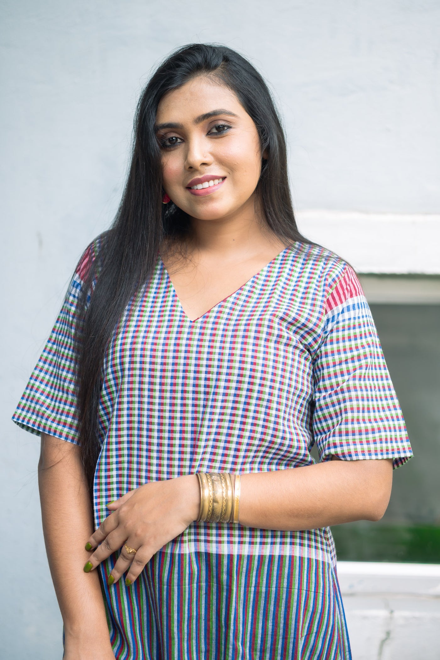 Palash Gamcha Tiered Maxi Dress