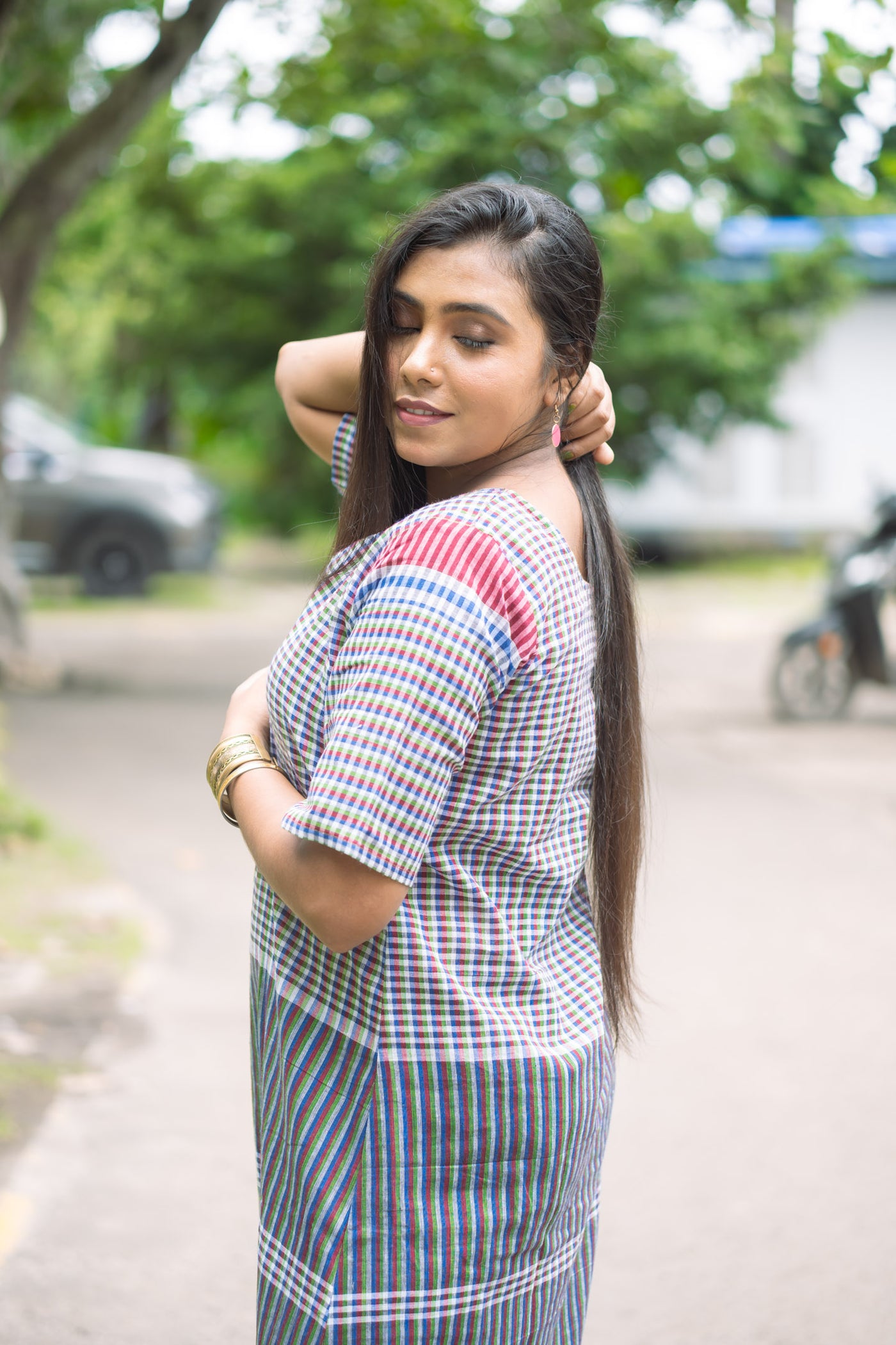 Palash Gamcha Tiered Maxi Dress