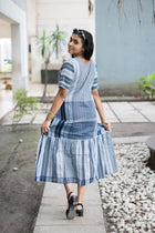 Neelambari Gamcha Weave Tiered Maxi Dress