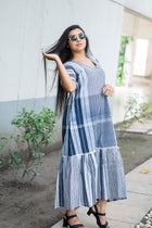 Neelambari Gamcha Weave Tiered Maxi Dress
