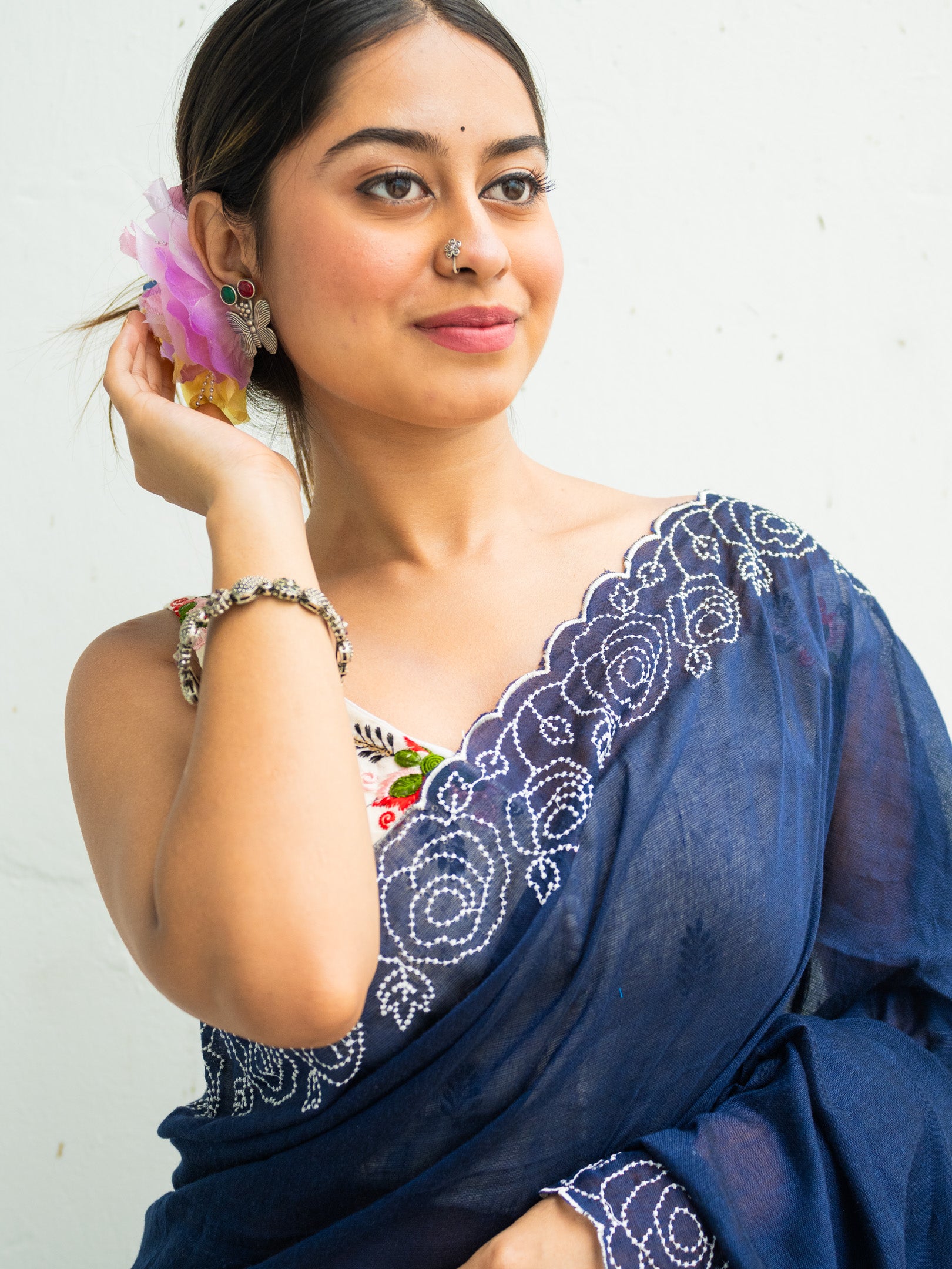 Navy Rose Saree