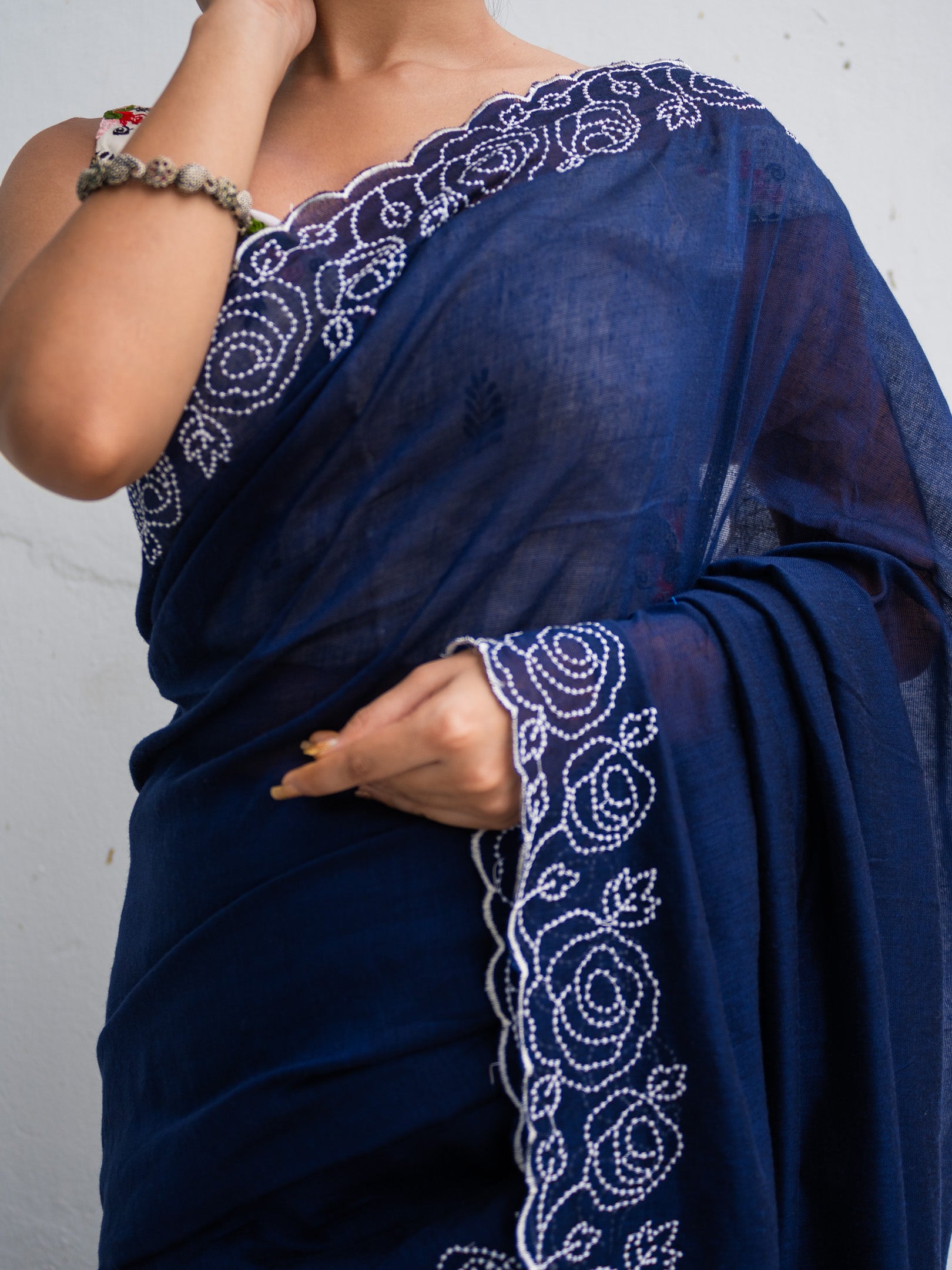 Navy Rose Saree