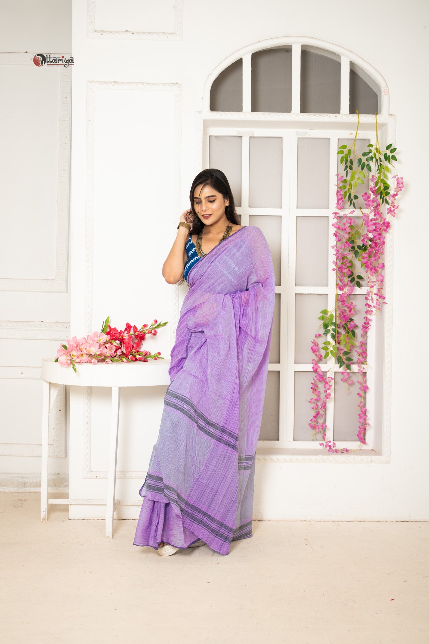 Purple in love handspun cotton Saree