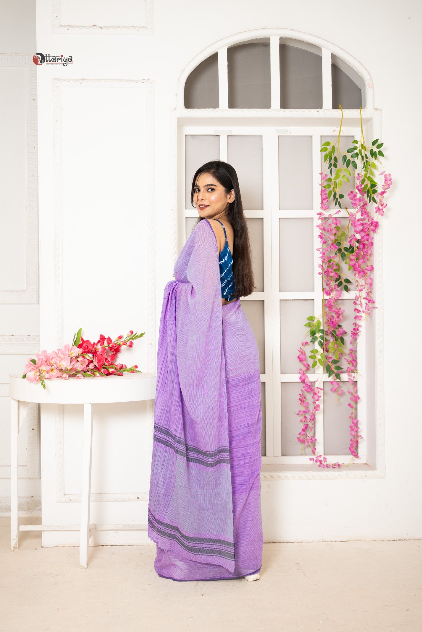 Purple in love handspun cotton Saree