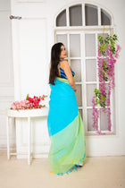 Turquoise rose Saree - Uttariya