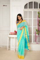 Lime pink bud saree - Uttariya