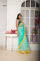 Lime pink bud saree - Uttariya