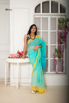 Lime pink bud saree - Uttariya