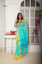 Lime pink bud saree - Uttariya