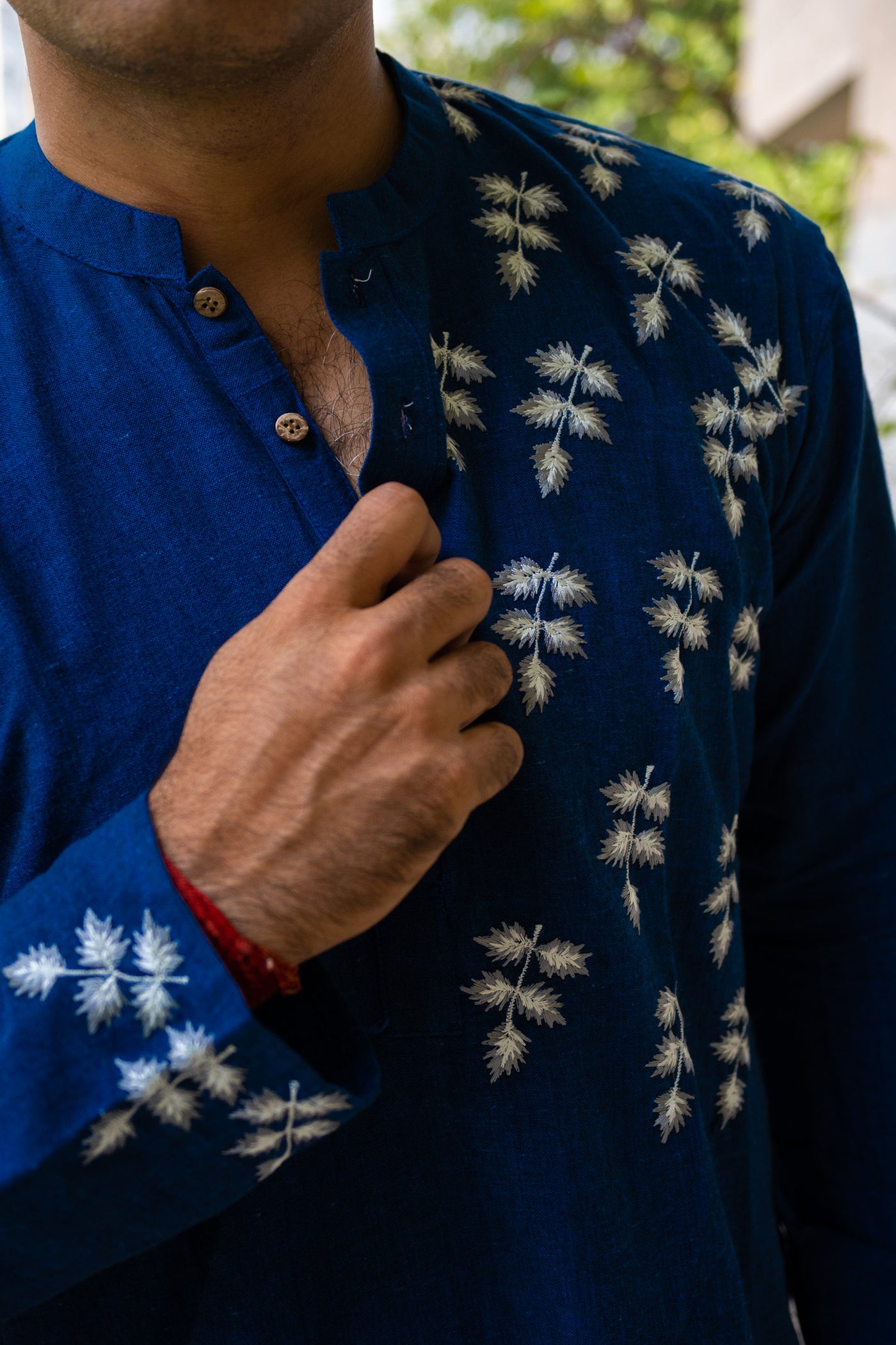 Indigo Khadi Long kurta - Uttariya
