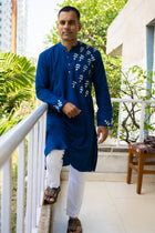 Indigo Khadi Long kurta - Uttariya