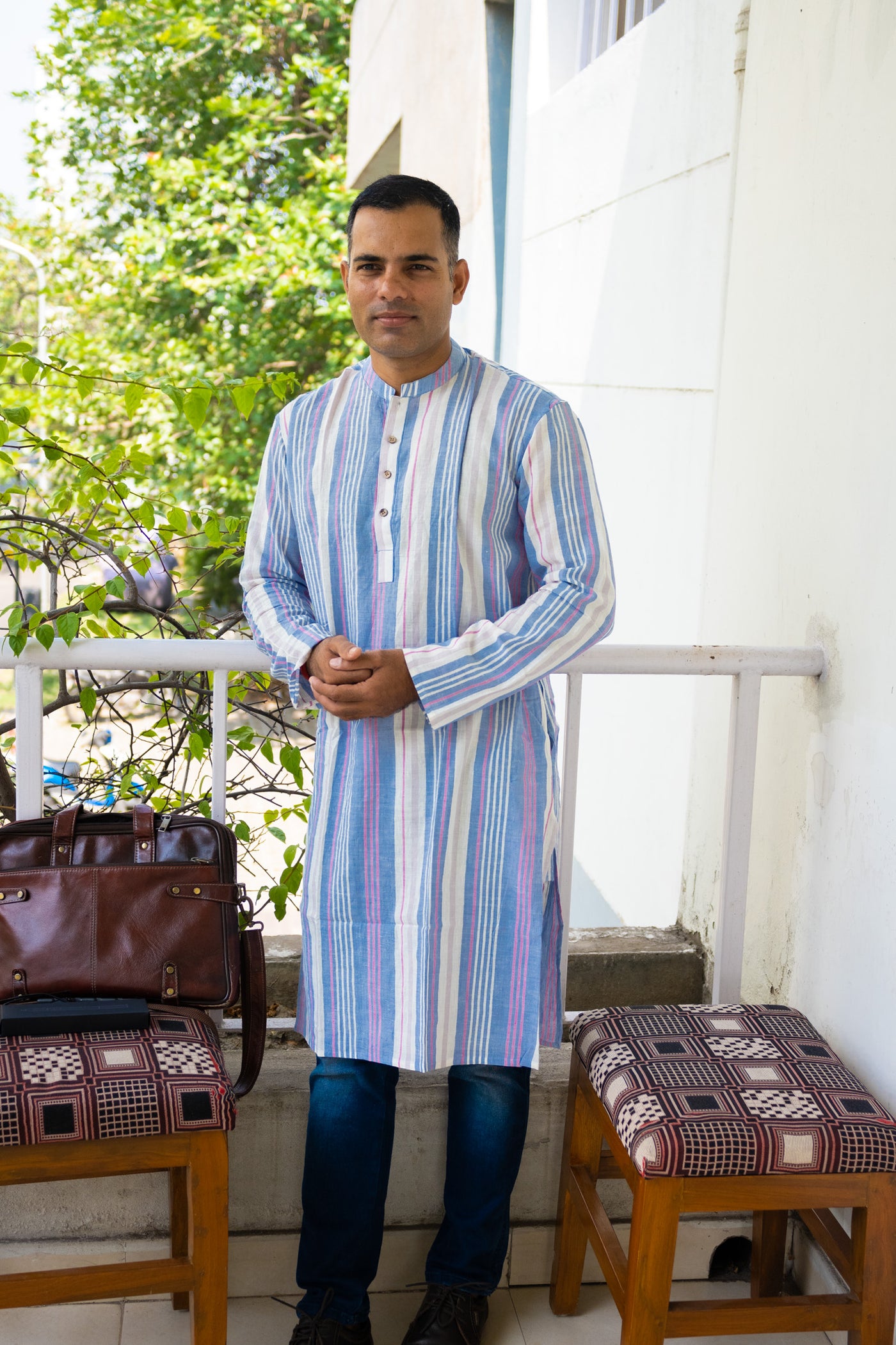 Pure handloom cotton organic kurta - Uttariya