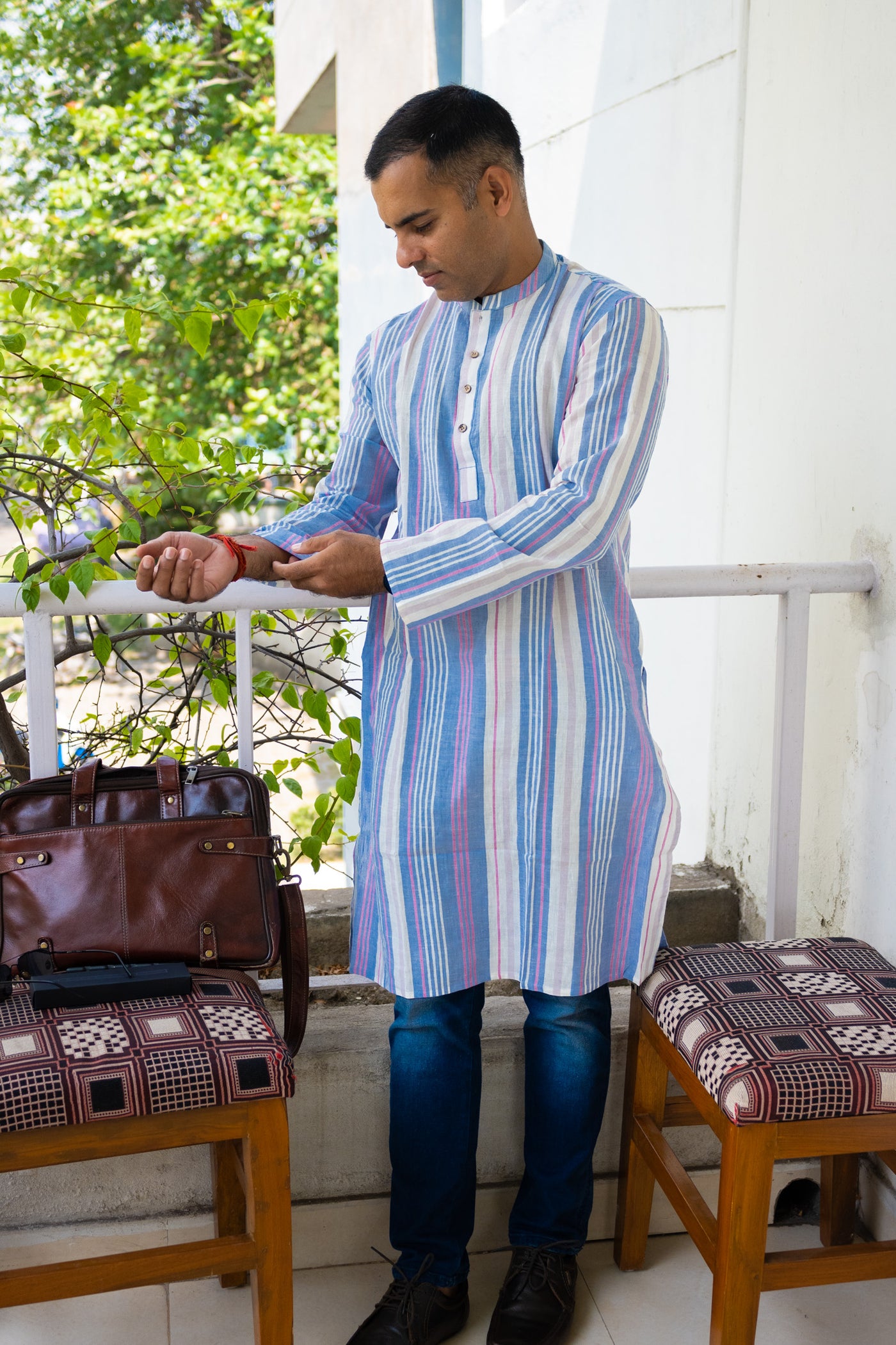 Pure handloom cotton organic kurta - Uttariya
