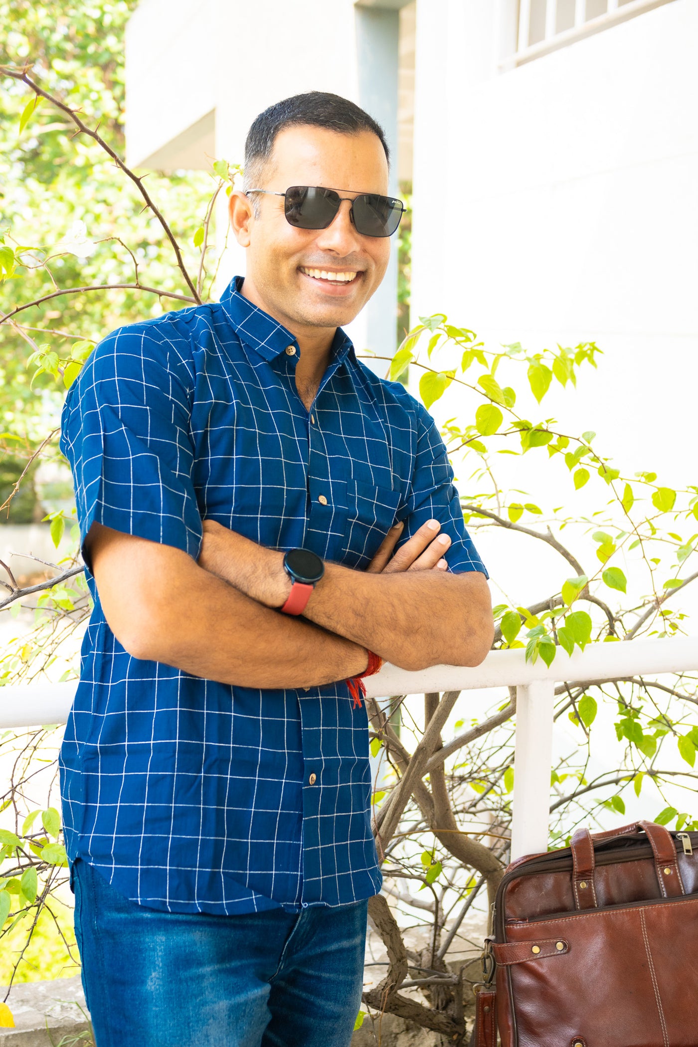 Blue casual office wear shirt - Uttariya