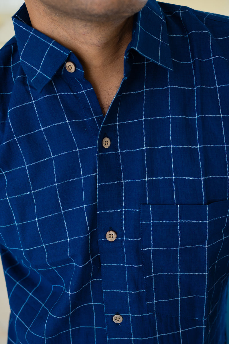 Blue casual office wear shirt