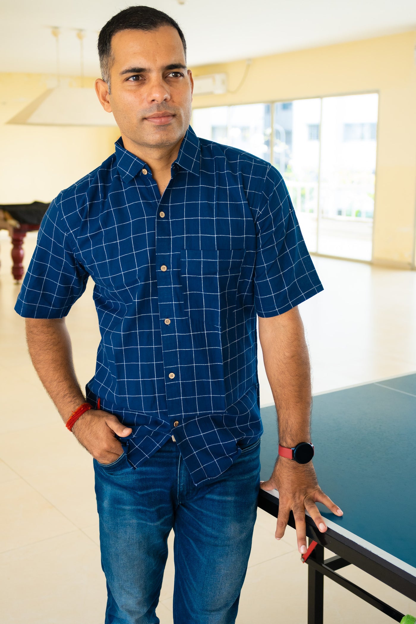 Blue casual office wear shirt - Uttariya