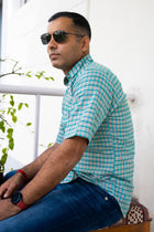 Sea Green Check Shirt - Uttariya