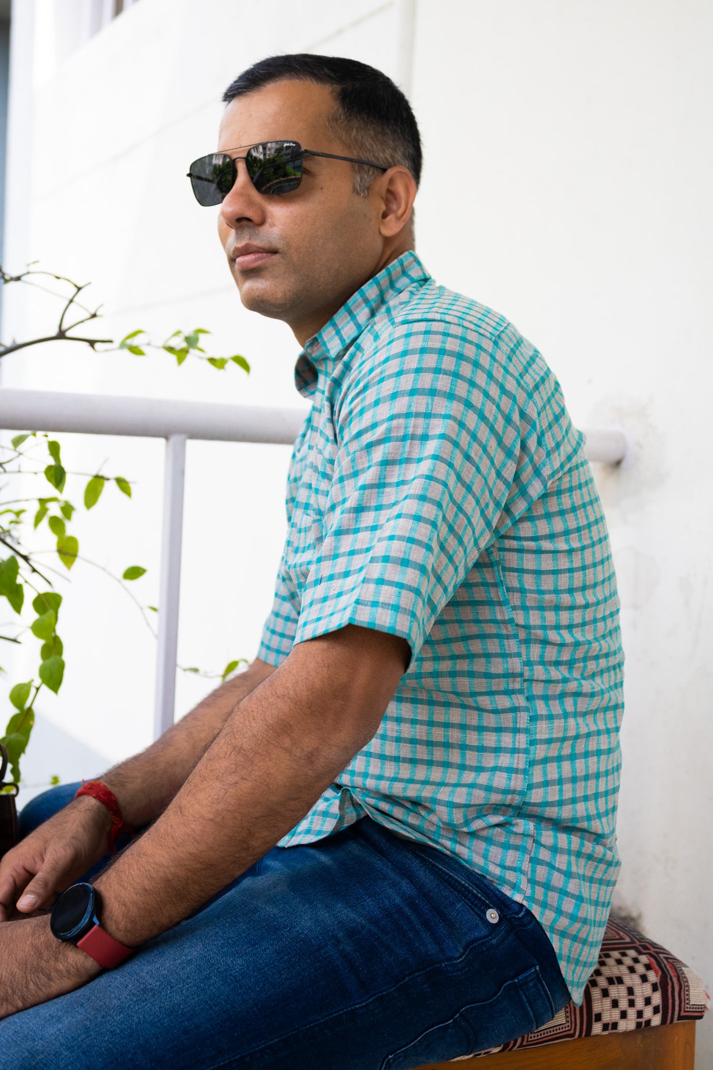 Sea Green Check Shirt - Uttariya