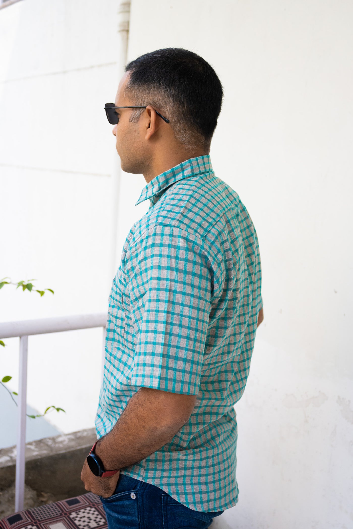 Sea Green Check Shirt - Uttariya