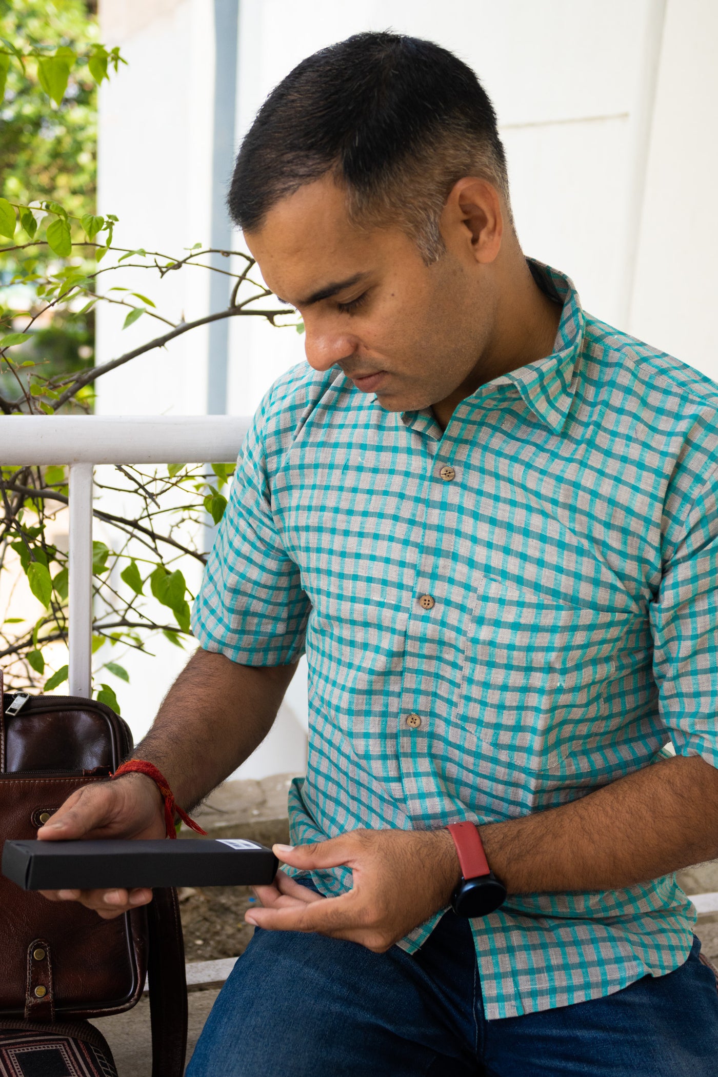 Sea Green Check Shirt - Uttariya