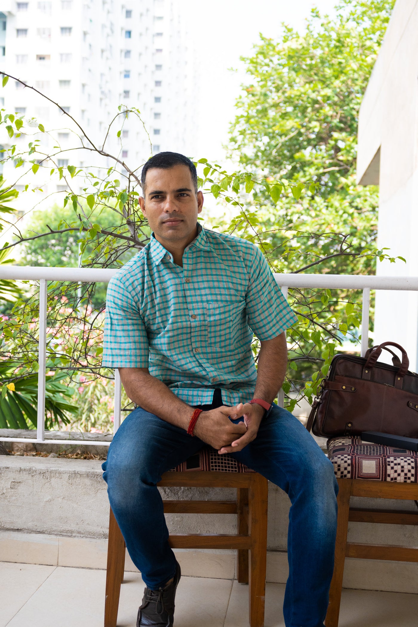 Sea Green Check Shirt - Uttariya