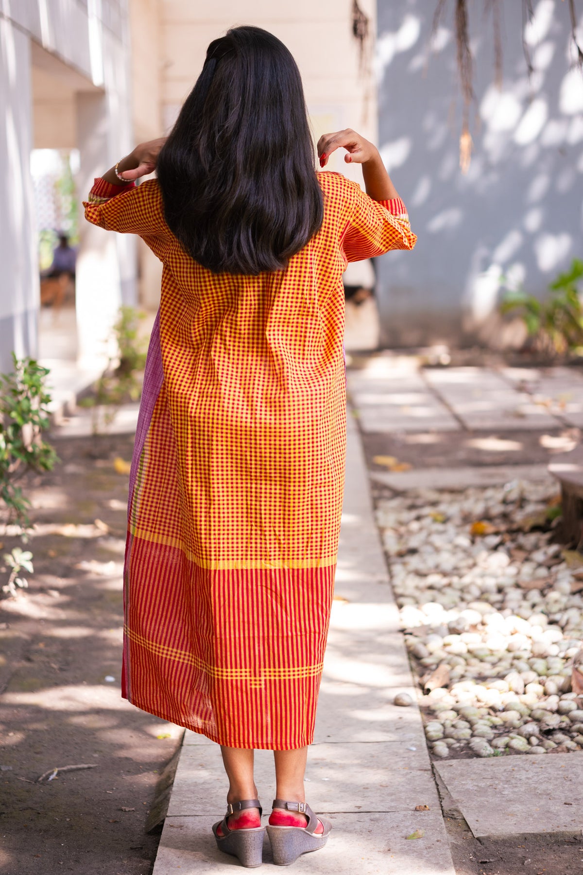Golapi Gamcha Dress - Uttariya